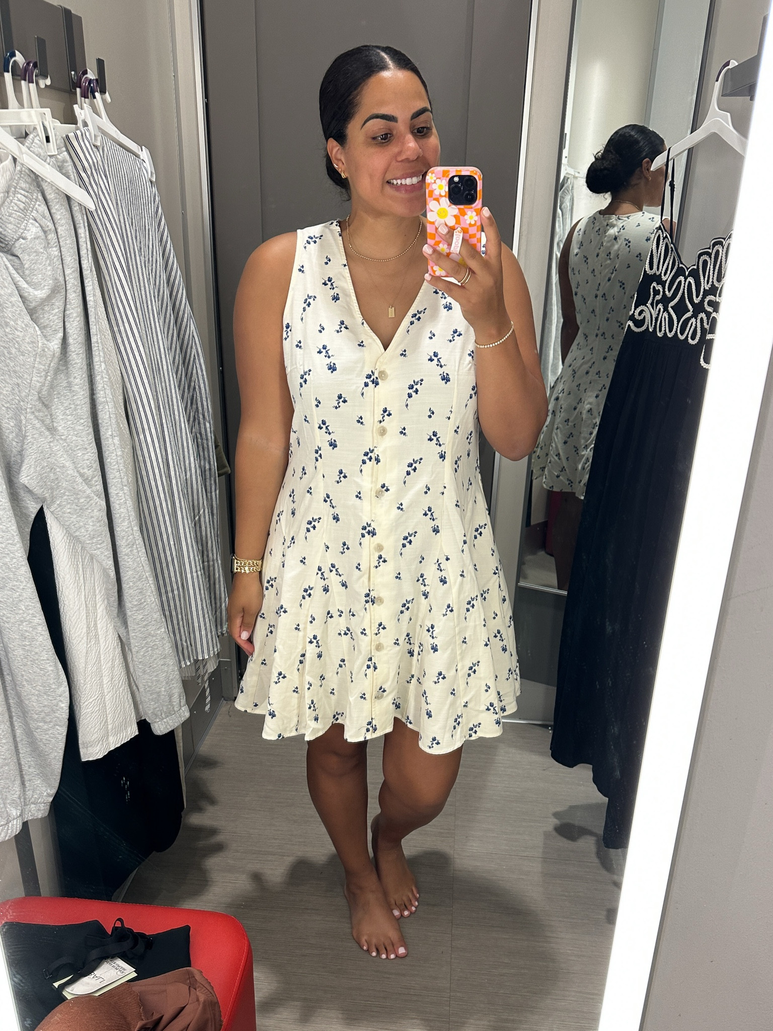 So flattering for postpartum. Fits true to size wearing XL