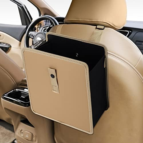 KMMOTORS Jopps Premium Car Trash Can – Foldable Bin with Strap, PU Leather & Oxford, Waterproof... | Amazon (US)