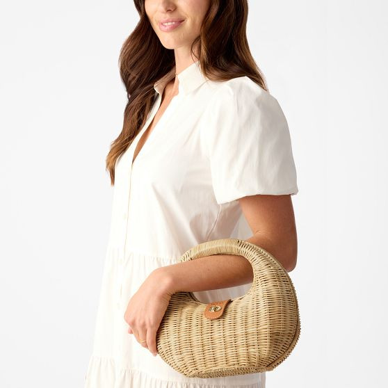 Marlowe Wicker and Leather Handbag | Mark and Graham