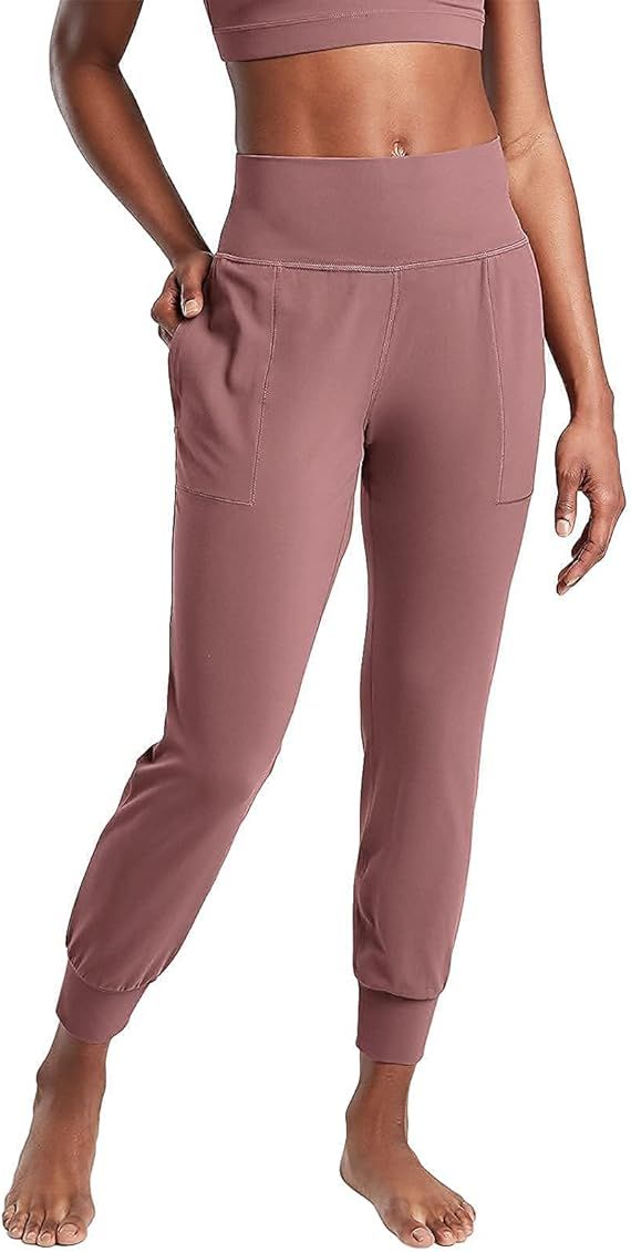 LASLULU Womens High Waisted Joggers with Pockets Loose Tapered Sweatpants Workout Yoga Pants Lounge  | Amazon (US)