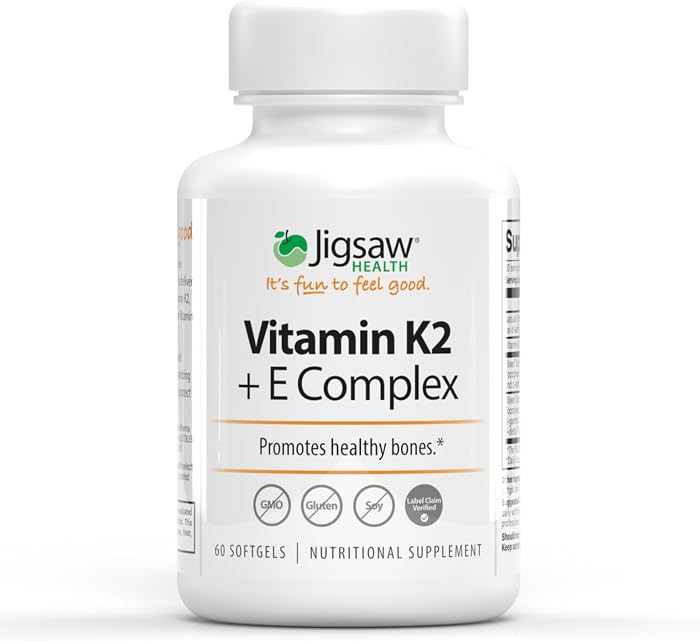 Jigsaw Health Vitamin K2 + E Complex | Promotes Healthy Bones | 60 Softgels | 60 Servings | Amazon (US)