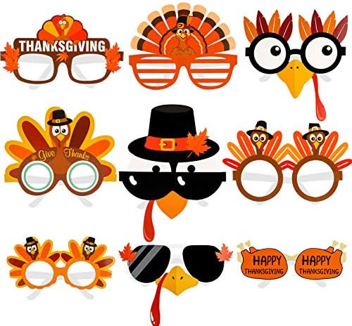 Konsait Thanksgivings Glasses Funny Thanksgiving Sunglasses Decorative Eyeglasses Photo Prop,Turk... | Amazon (US)