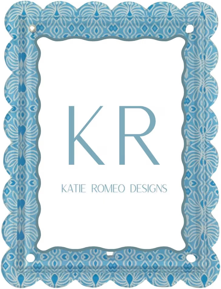Katie Romeo Designs Scalloped Magnetic Acrylic Picture Frame, Geometric Blue and White, 5x7, Gran... | Amazon (US)