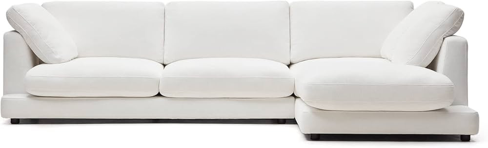 Kave Home - Sofá Gala de 4 plazas con chaise longue derecha (300 cm), color blanco | Amazon (ES)