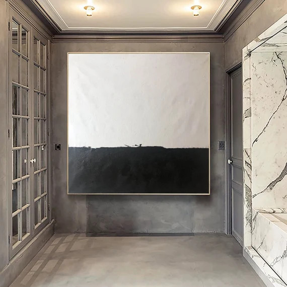 black and white wall art abstract painting,original abstract acrylic painting,extra large canvas ... | Etsy (US)