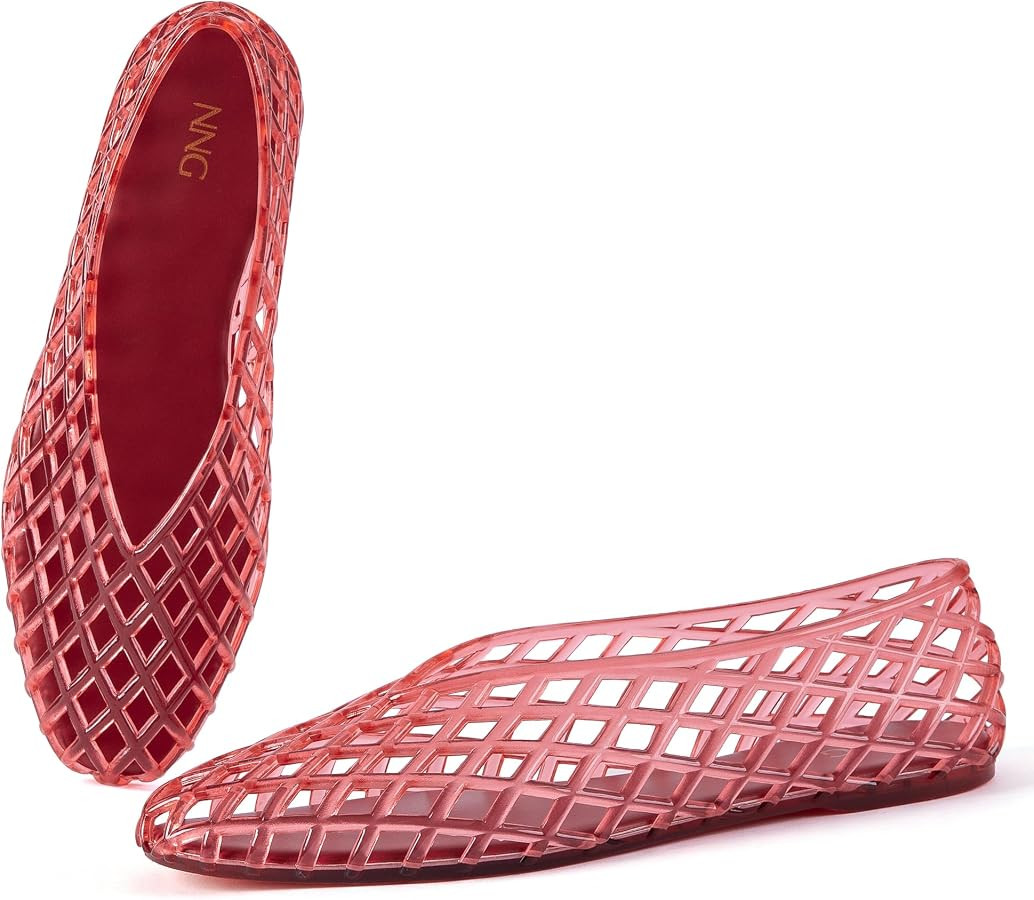 Women Jelly Shoes Clear Mesh Flat Sandal V-Shaped Breathable Comfort Slip On Waterproof Transpare... | Amazon (US)