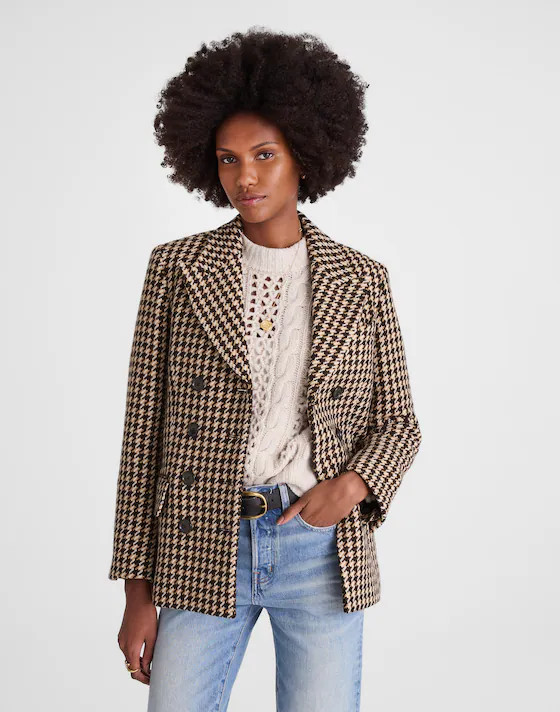 Double-Breasted Boxy Coat in Houndstooth | Madewell