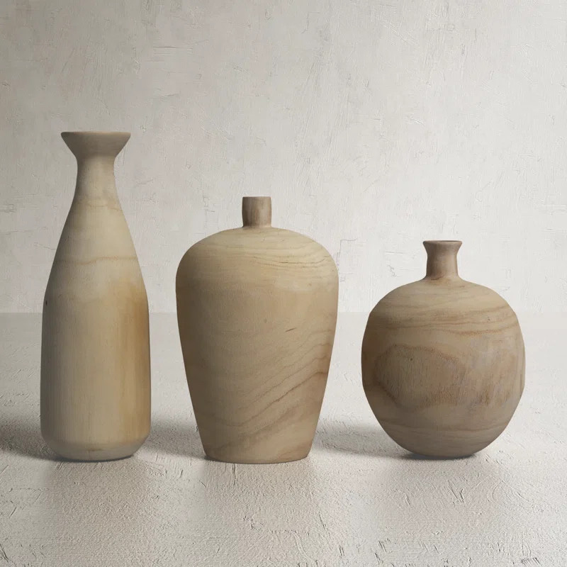 Birch Lane™ Cossio 3 Piece Paulownia Wood Table Vase Set & Reviews | Wayfair | Wayfair North America