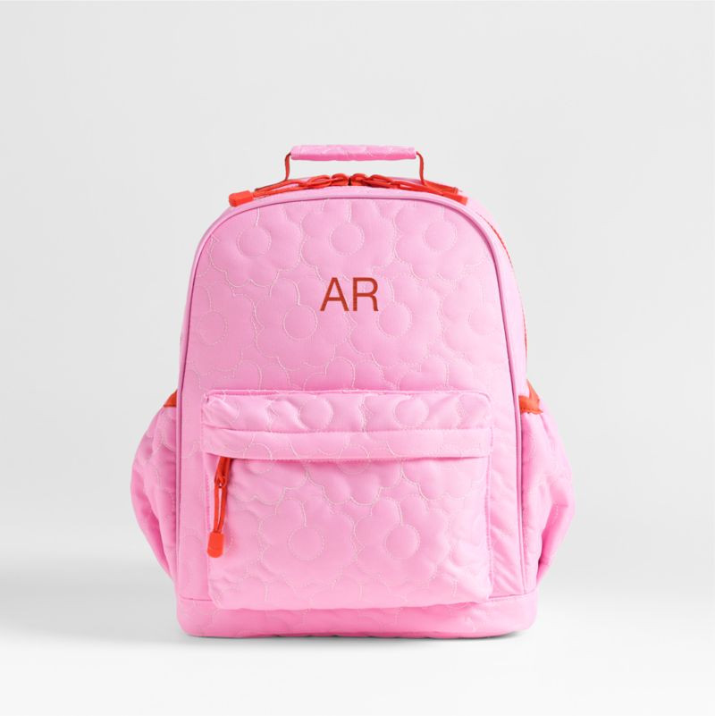 Dreamer Quilted Pink Flower Medium Kids Backpack with Side Pockets + Reviews | Crate & Kids | Crate & Barrel