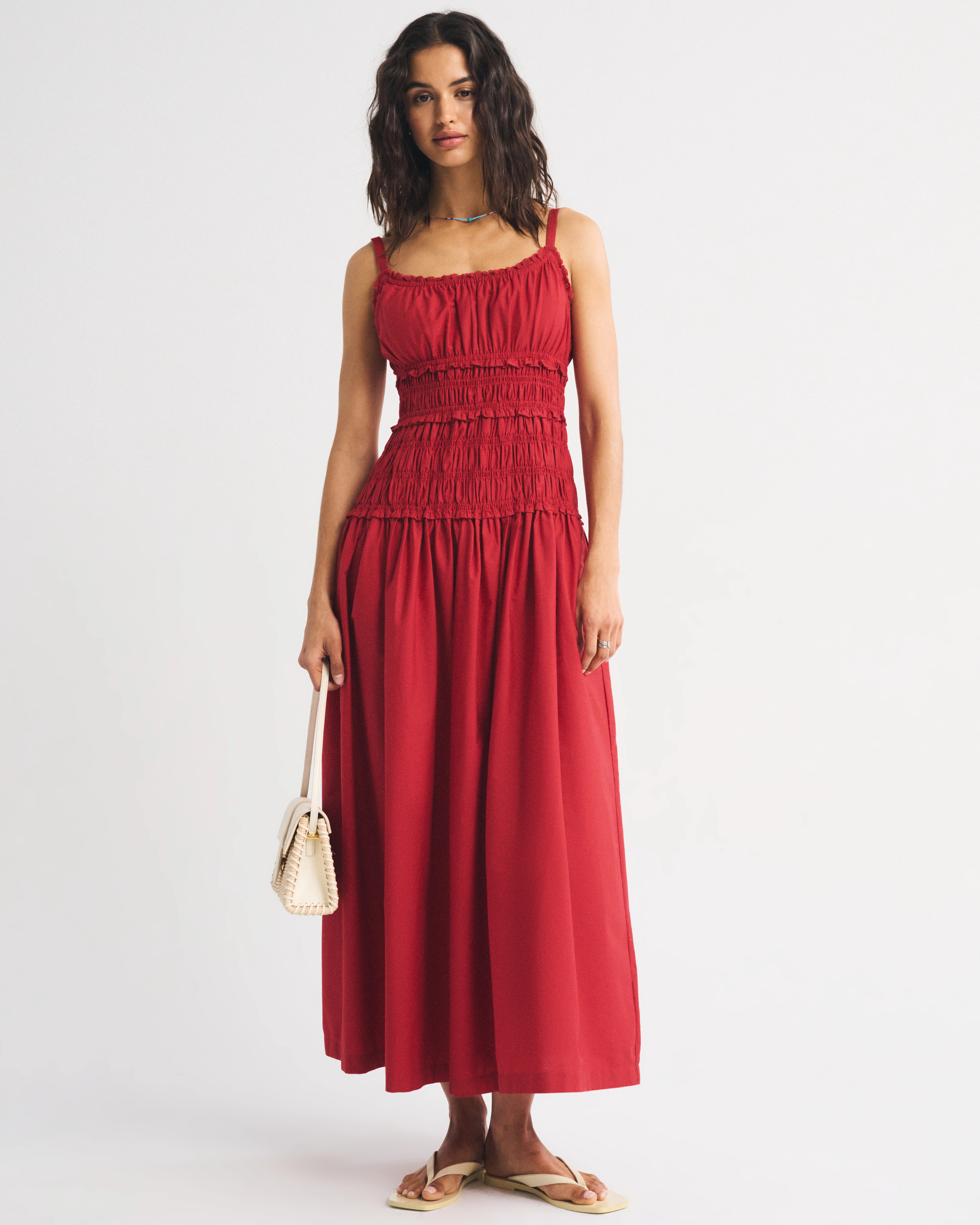 Bra-Free Smocked Drop-Waist Maxi Dress | Abercrombie & Fitch (US)