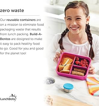 LunchBots Build -a- Bento Lunch Box, Silicone Bento Box for Kids, Multi-Compartment Lunch Contain... | Amazon (US)