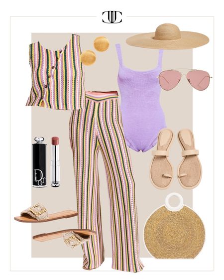 This is a 2 in 1 look and I’m here for it. This is a one size fits all popular one piece bathing suit that contours to your body and is such a great color. Put it with a matching set as a cover-up that can easily be worn as an outfit to dinner with espadrilles. 

Spring outfit, summer outfit, matching set, sun hat, bathing suit, swimwear, cover-up, one piece, sandals 

#LTKover40 #LTKstyletip #LTKswim