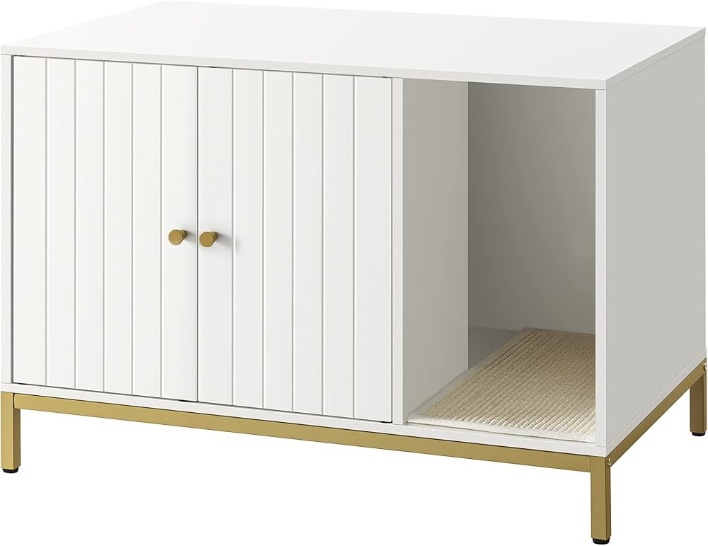 Feandrea Litter Box Enclosure, Modern Cat Litter Box Furniture Hidden, with Scratching Mat, Tall ... | Amazon (US)