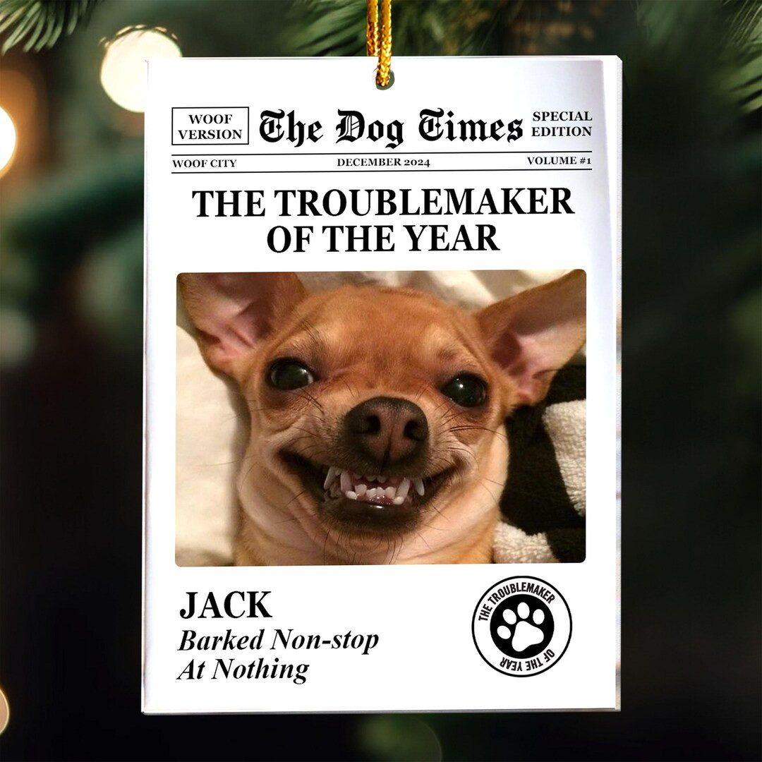 Personalized Funny Dog Newspaper Ornament, Custom Pet Memorial Christmas Photo Ornament , Pet Los... | Etsy (US)
