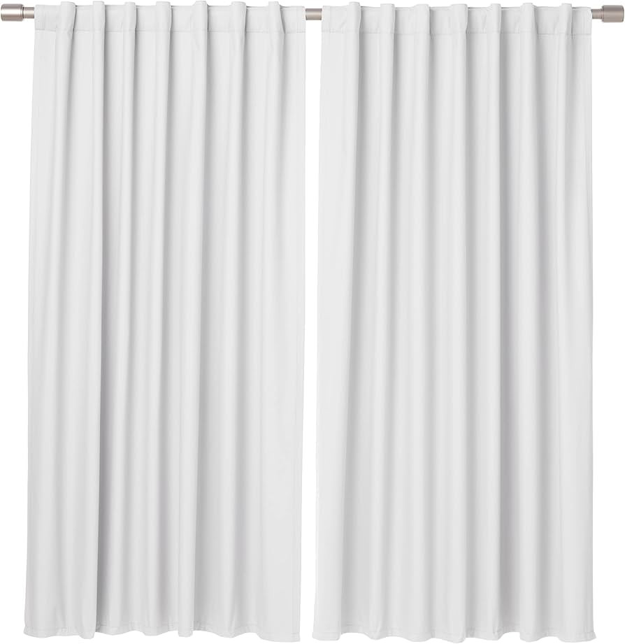 Amazon Basics Room Darkening Blackout Window Curtains with Back Tab Hanging Loops - 52" x 63", Wh... | Amazon (CA)