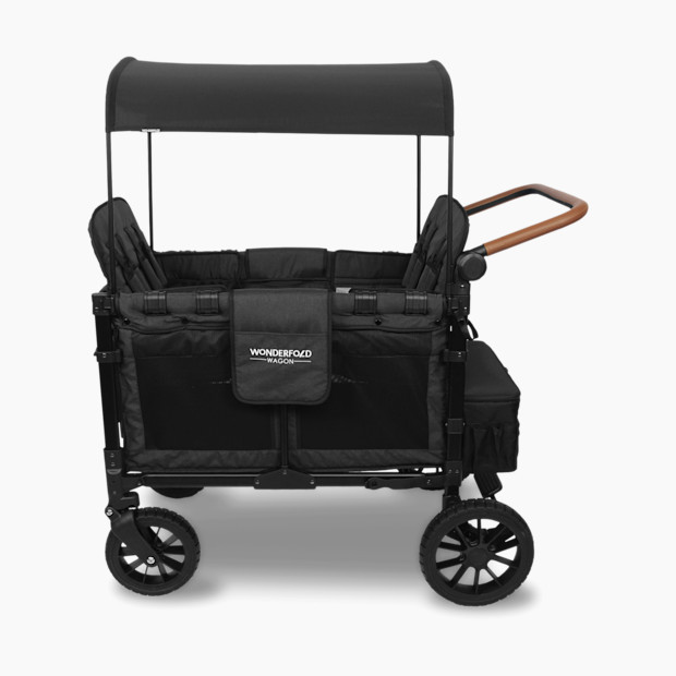 WonderFold Wagon W4 Luxe Quad Stroller Wagon (4 Seater) in Volcanic Black | 100% Polyester | Babylist