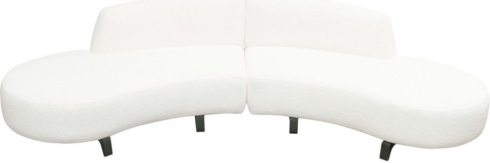 Vesper 2Pc Modular Curved Armless Chaise In Faux White Shearling With Black Wood Leg Base | 1Stop... | 1stopbedrooms