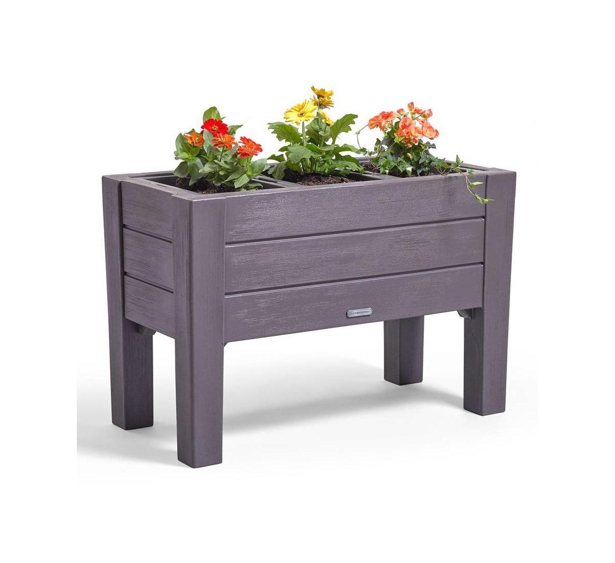 Rectangular Plastic Raised Garden Bed Planter Box - Cedar Wood Finish - Dark Grey | Macy's