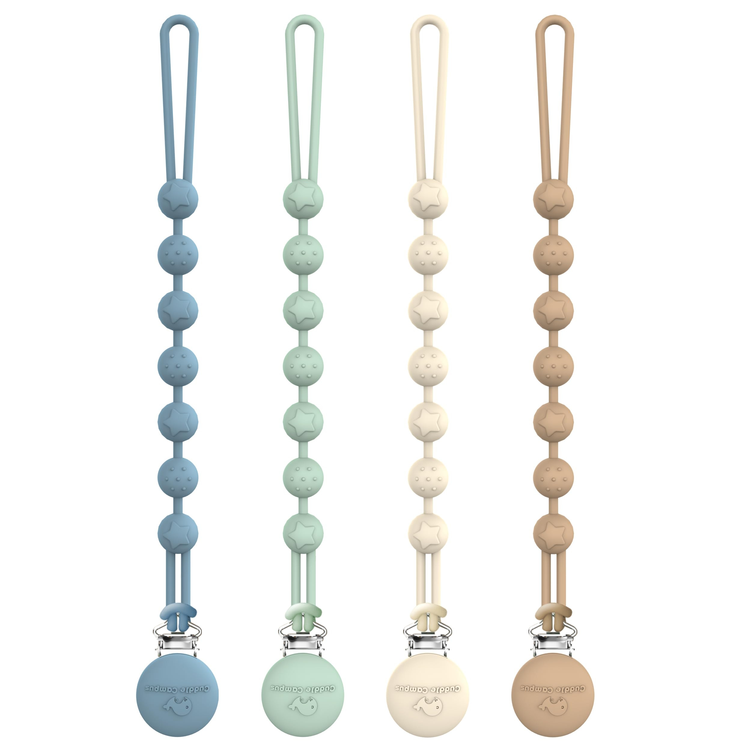Cuddle Campus Silicone Pacifier Clip Holder with One Piece Design, Pack of 4 Soft Flexible Binky ... | Amazon (US)