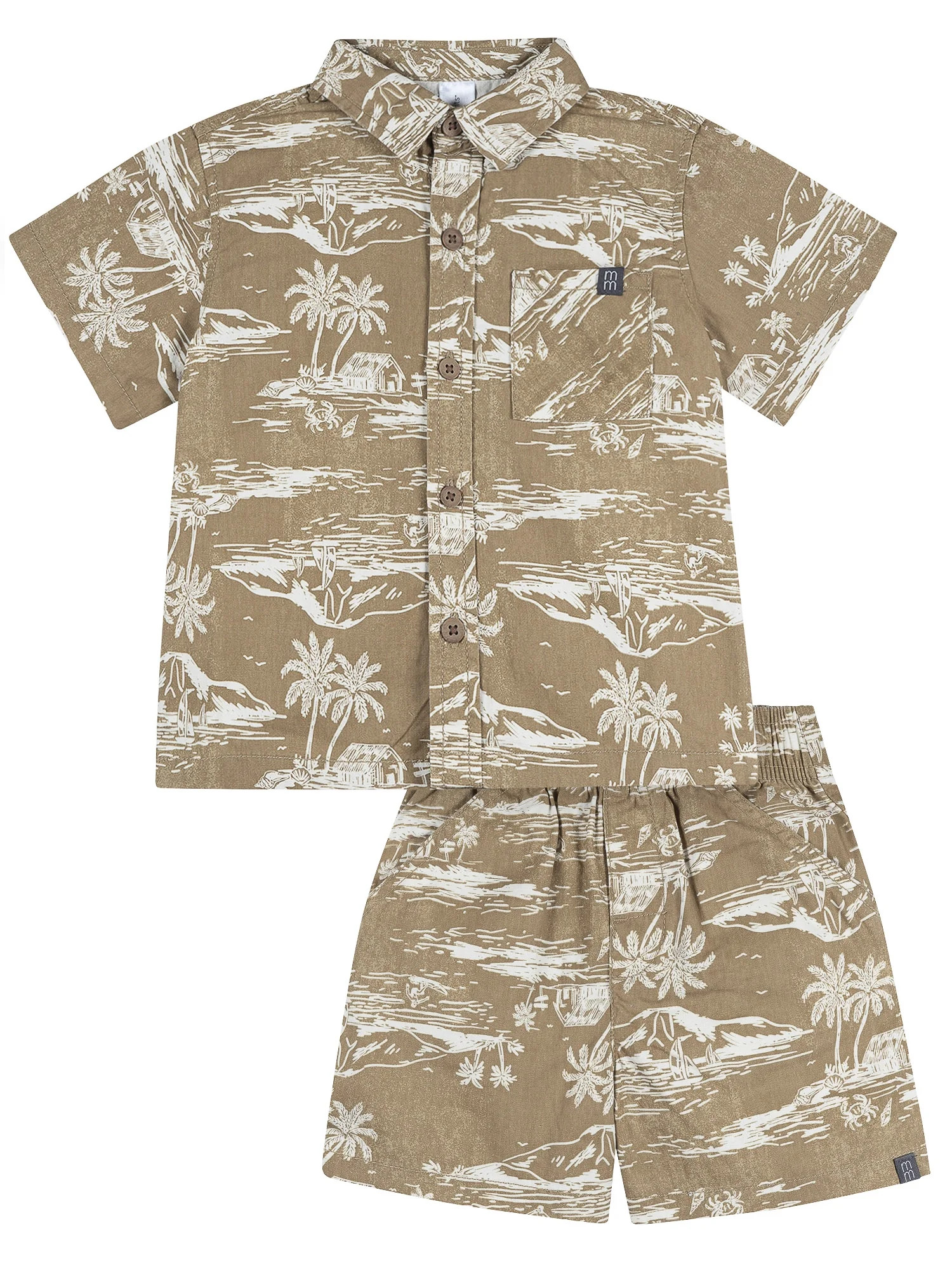 Modern Moments by Gerber Toddler Boy Button Front Shirt with Pocket and Short Set, 2-Piece, Sizes... | Walmart (US)