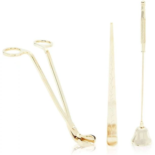 Juvale Candle Accessory Set of 3 Gold with Wick Trimmer Scissors, Dipper, Snuffer - Walmart.com | Walmart (US)