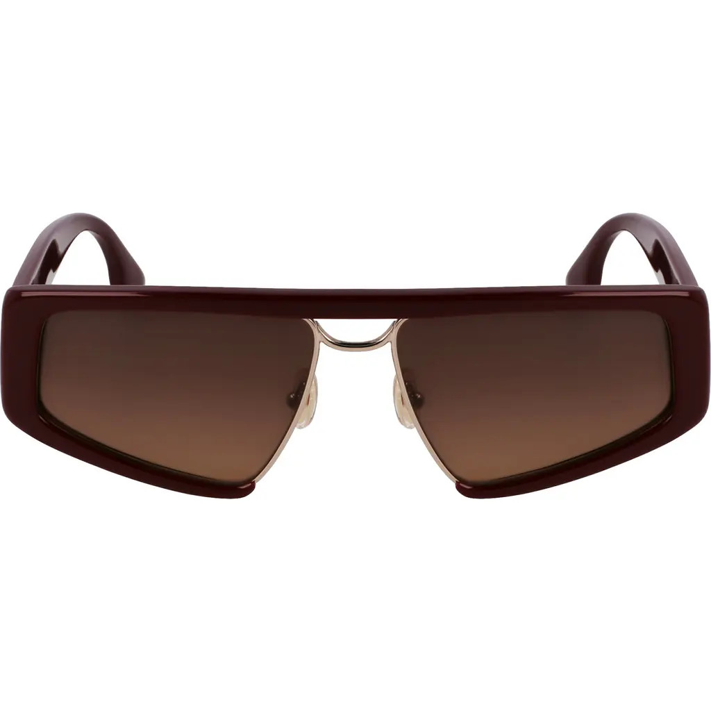 Victoria Beckham Classic Logo 57mm Gradient Modified Rectangular Sunglasses in Wine at Nordstrom | Nordstrom