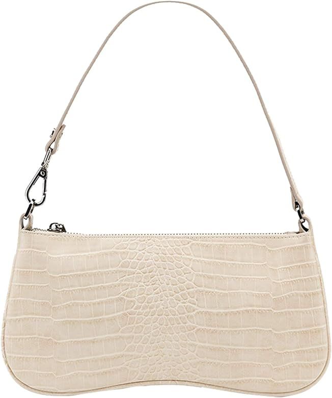 90s Shoulder Bag for Women Vegan Leather Crocodile Purse Classic Clutch Handbag | Amazon (US)