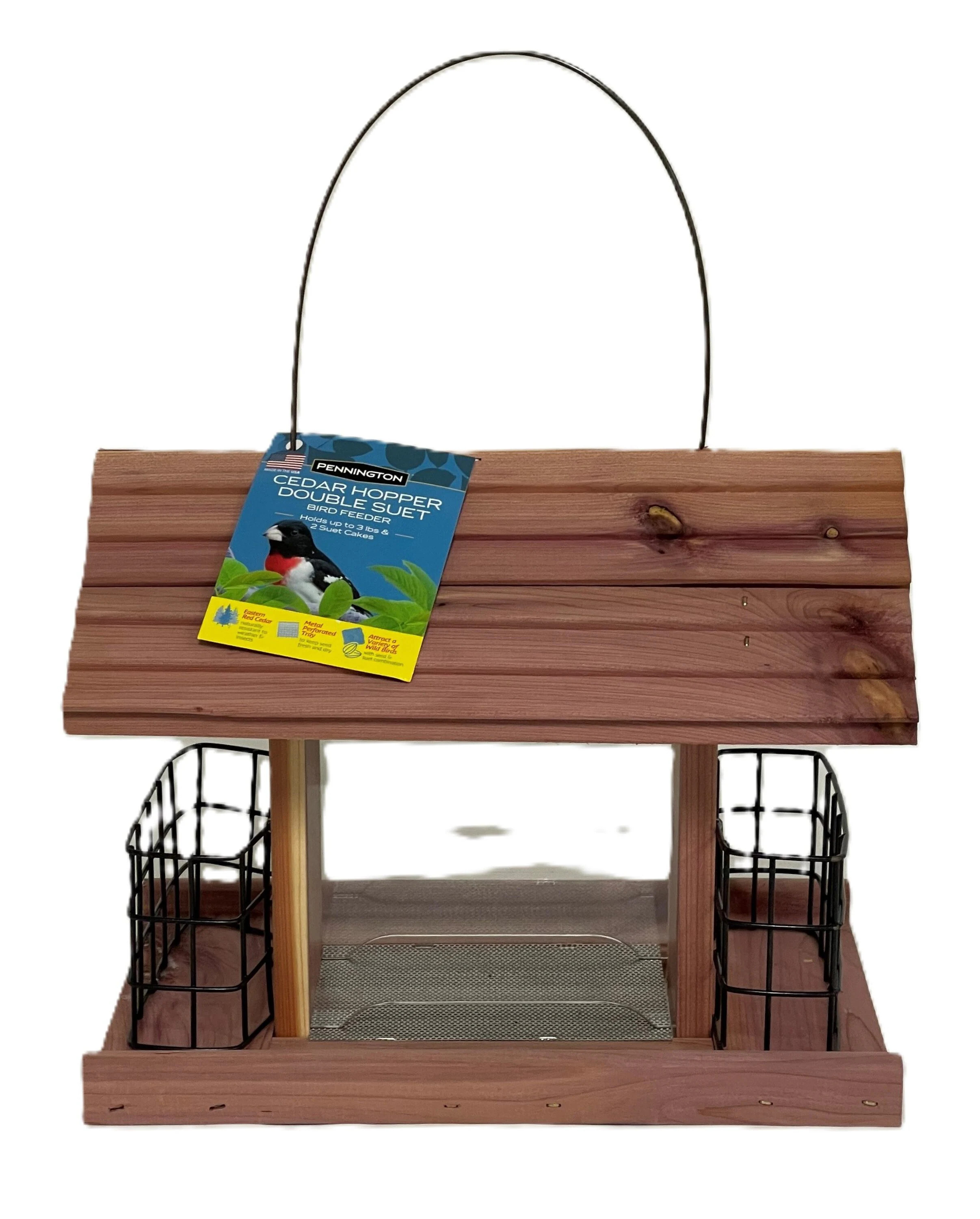Pennington Cedar Double Suet Wood Hanging Hopper Bird feeder - 3-lb 2-cake Capacity one_size in Brown | 100551902 | Lowe's