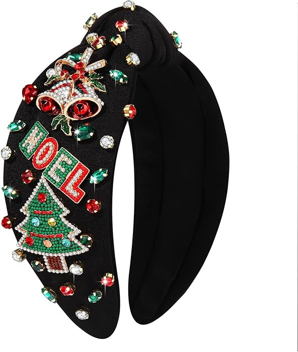 ZOLEAROPY Christmas Snowflake Headband - NOEL Rhinestone Crystal Jeweled Knotted Winter Holiday P... | Amazon (US)