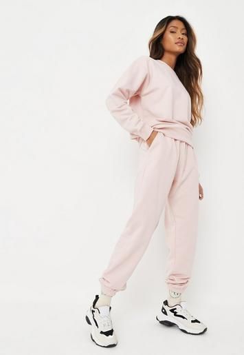 Missguided - Pink Brushed Back Sweatshirt And Joggers Co Ord Set | Missguided (US & CA)