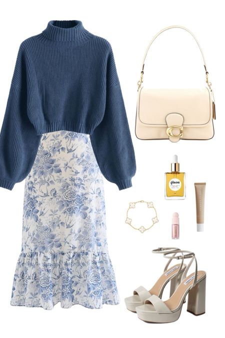 Neutrals Outfit, Business Casual Outfit, Neutrals Fashion, Spring Outfit, Spring Fashion, Modest Outfits, Modest Fashion, Minimalist Fashion, 2024 Outfit Inspo, aesthetic outfits, Mob Wife, Easter Outfit, Aesthetic, Coquette Aesthetic, Soft Feminine outfit, Lazy Day outfit, Blue Midi Skirt Outfit, Sweater and Midi Skirt, Coach Purse

#LTKstyletip #LTKmidsize #LTKSpringSale