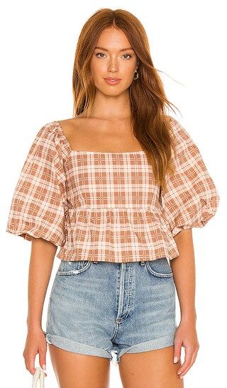 X REVOLVE Quincy Top in Lori Check Print | Revolve Clothing (Global)