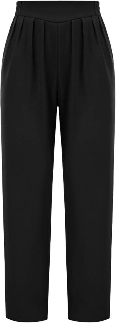 GRACE KARIN Women's Casual Work Cropped Pant Pocket Elastic High Waist Trouser Pants | Amazon (US)