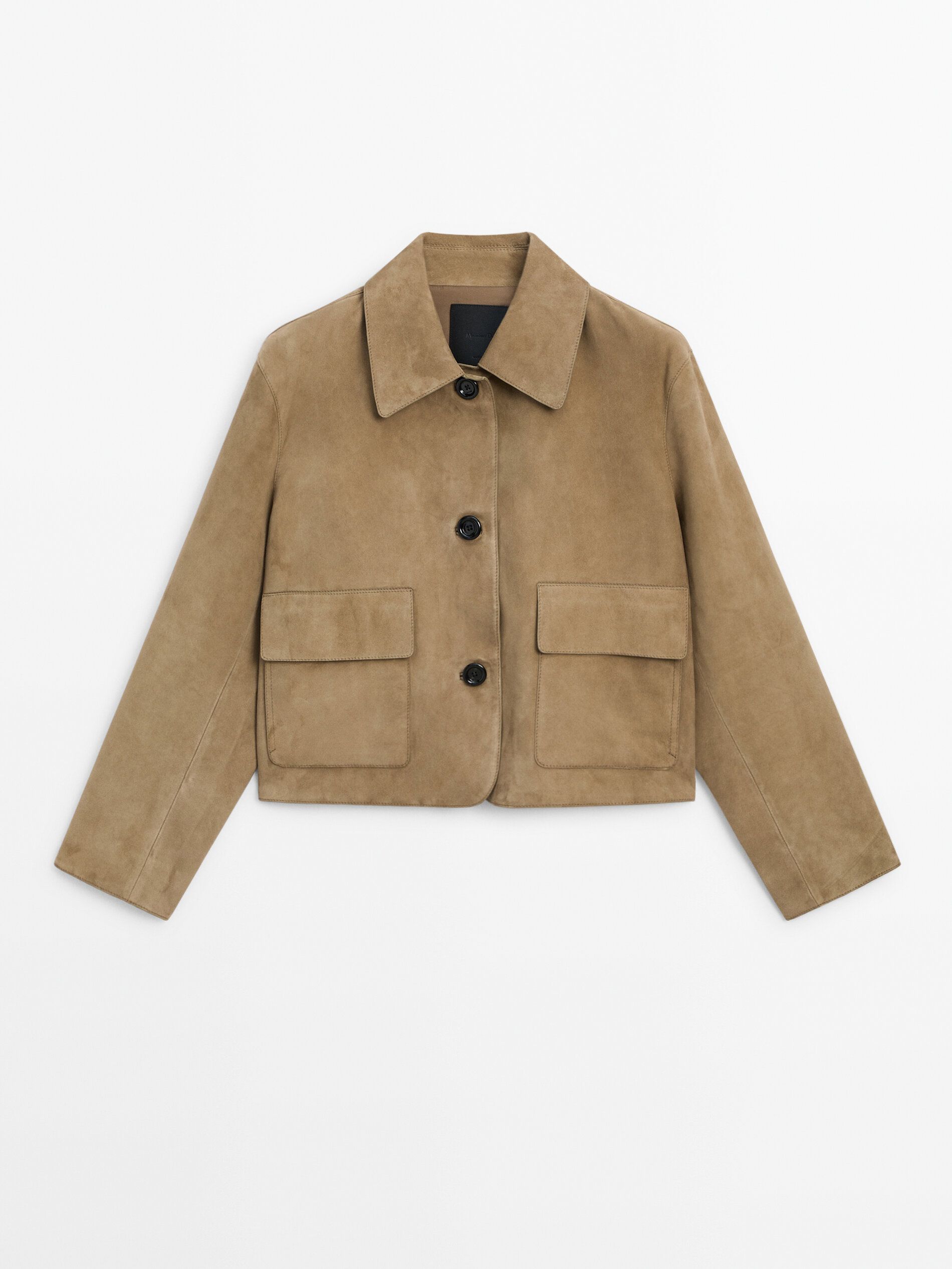 Split suede leather jacket with pockets | Massimo Dutti UK