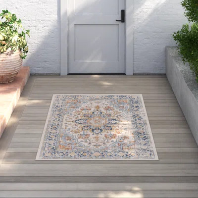 Diogo Oriental Navy/Brick Red/Cream Indoor / Outdoor Area Rug | Wayfair North America