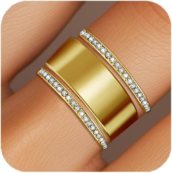 2-Pack 14K Gold Plated Stacking Rings for Oura Ring Gen 4/Gen 3, Cubic Zirconia Simulated oura ri... | Amazon (US)