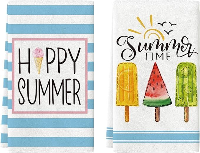 Artoid Mode Ice Cream Watermelon Happy Summer Kitchen Towels Dish Towels, 18x26 Inch Seasonal Sum... | Amazon (US)