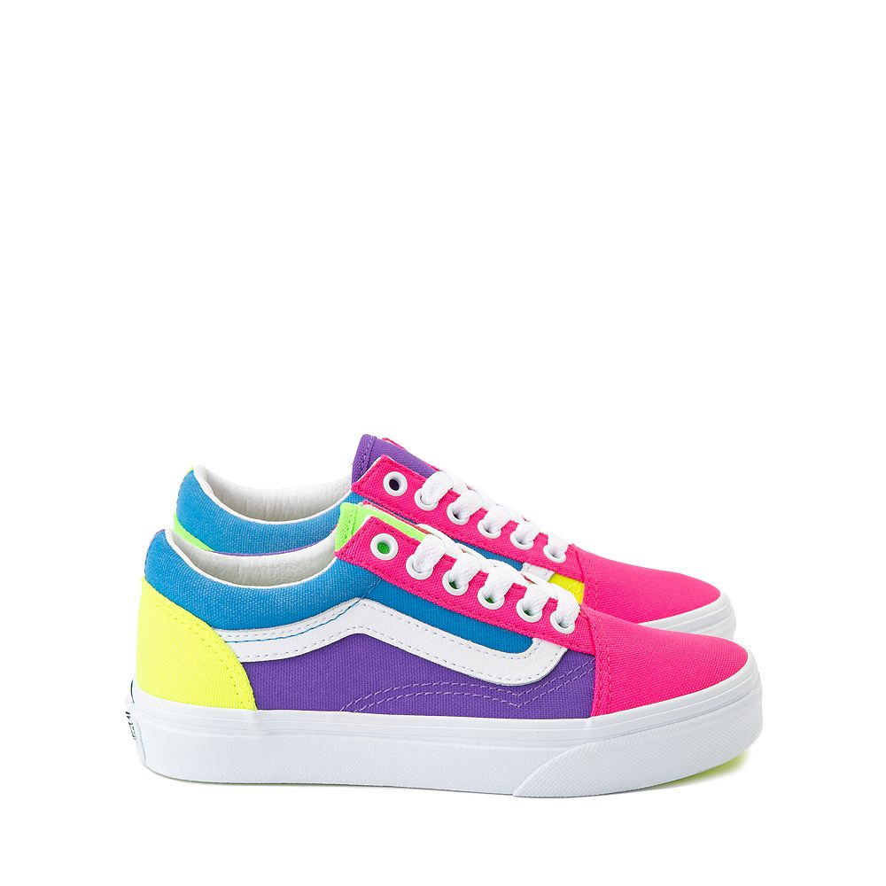 Vans Old Skool Neon Color-Block Skate Shoe - Little Kid - Pink / Purple / Yellow | Journeys