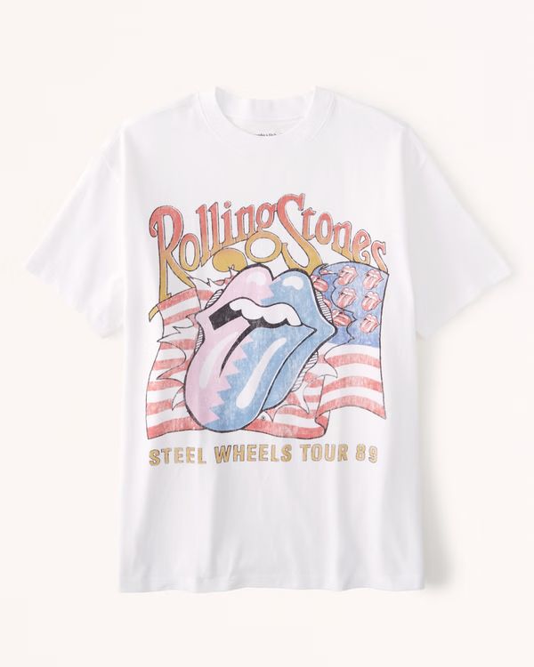 Oversized Boyfriend Heavyweight Rolling Stones Graphic Tee | Abercrombie & Fitch (US)