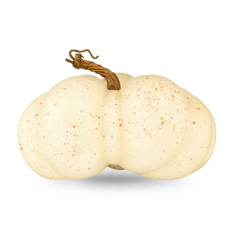 Fall, Harvest Speckled Flat White Foam Pumpkin Decoration, 9 in x 8.5 in x 6 in, Way to Celebrate... | Walmart (US)