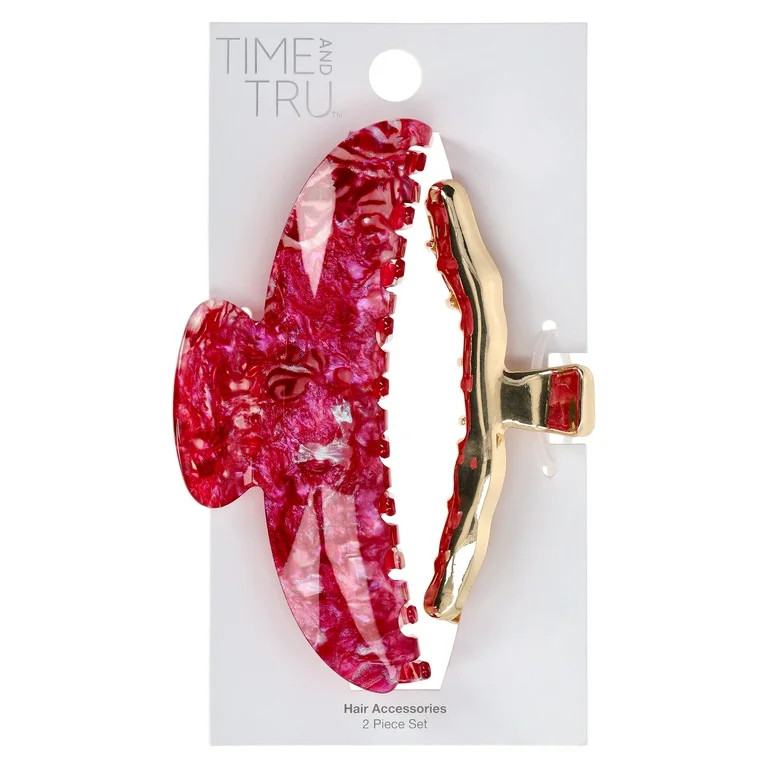 Time and Tru Women's Hair Claw Clips, 2-Pack | Walmart (US)