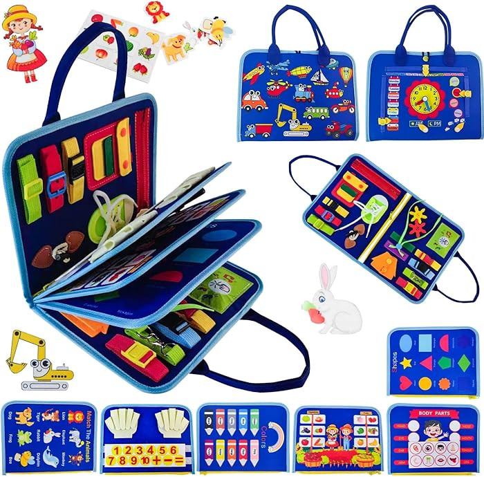 Toddler Busy Board-Montessori Toys for Boy Girl Birthday Gift, Sensory Learning Toys for Toddlers... | Amazon (US)