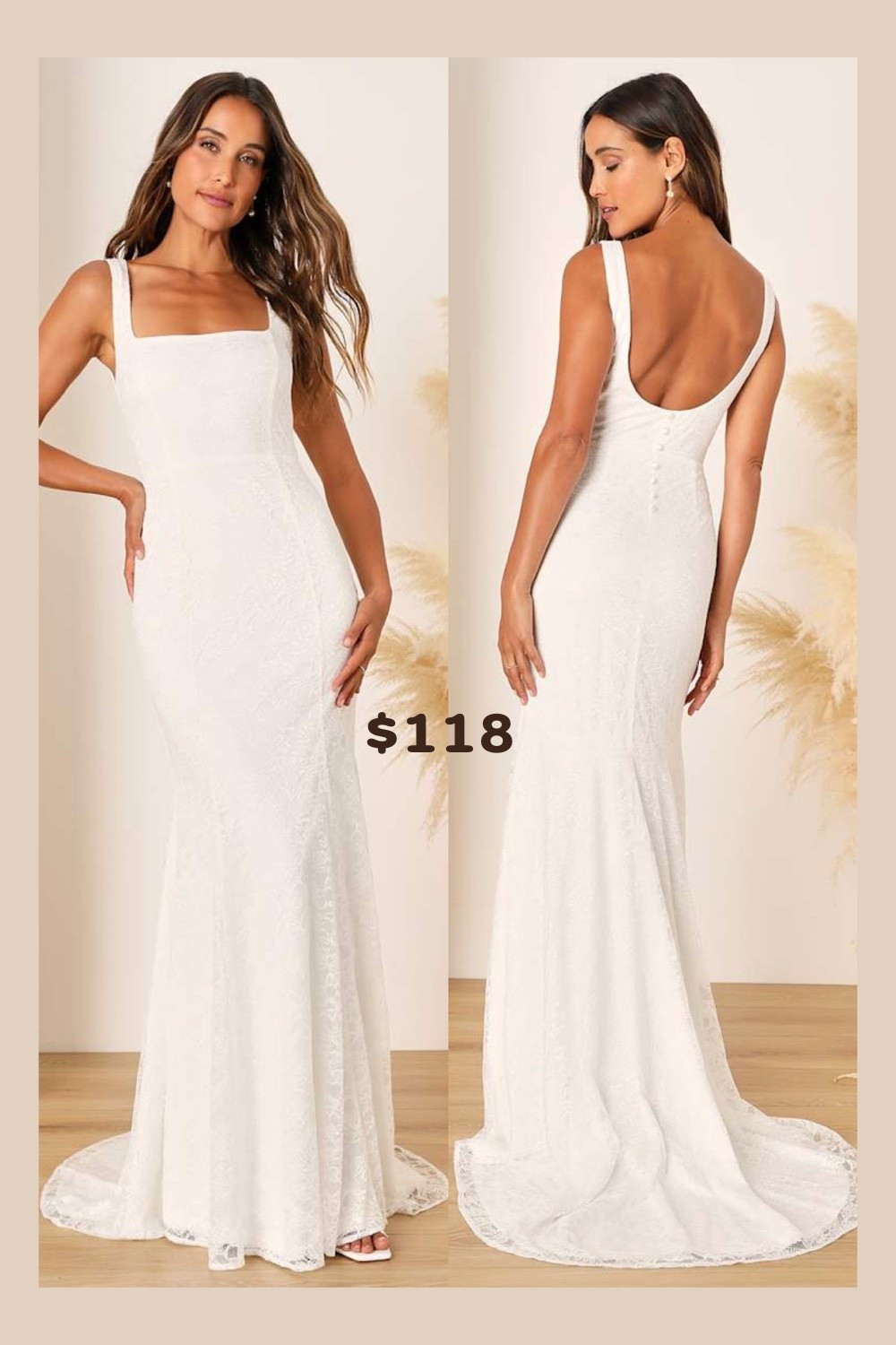 Simple and affordable, this white lace square neck mermaid maxi wedding dress is $118 @Lulus 

Reception dresses, bride wedding dresses, courthouse elopement dresses, long white dresses, minimalist wedding dresses, or micro wedding dresses.

#LTKSeasonal #LTKWedding