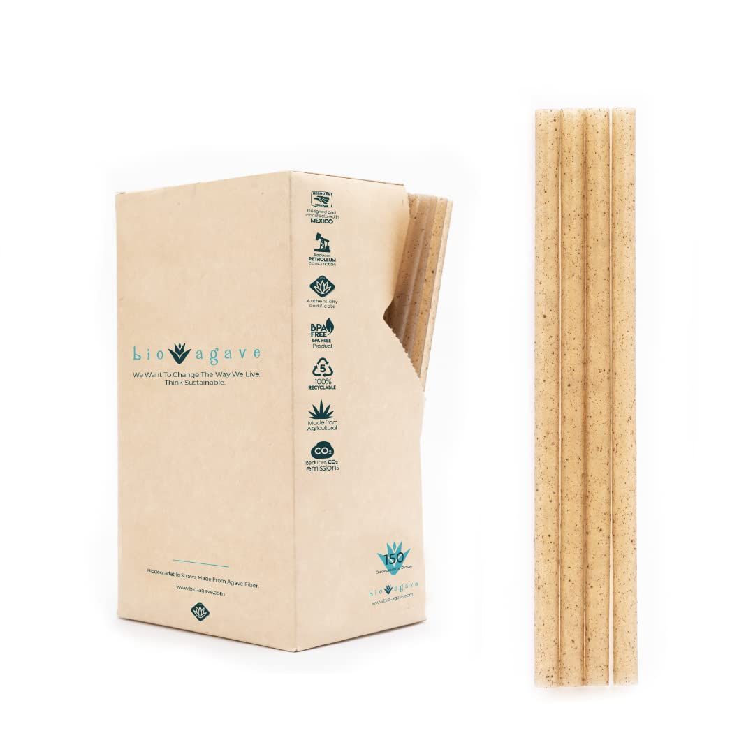 Bio Agave - 150 Pack Biodegradable 8 1/4" x 0.31" Jumbo Straws Made From Agave Fibers | Plant Based  | Amazon (US)