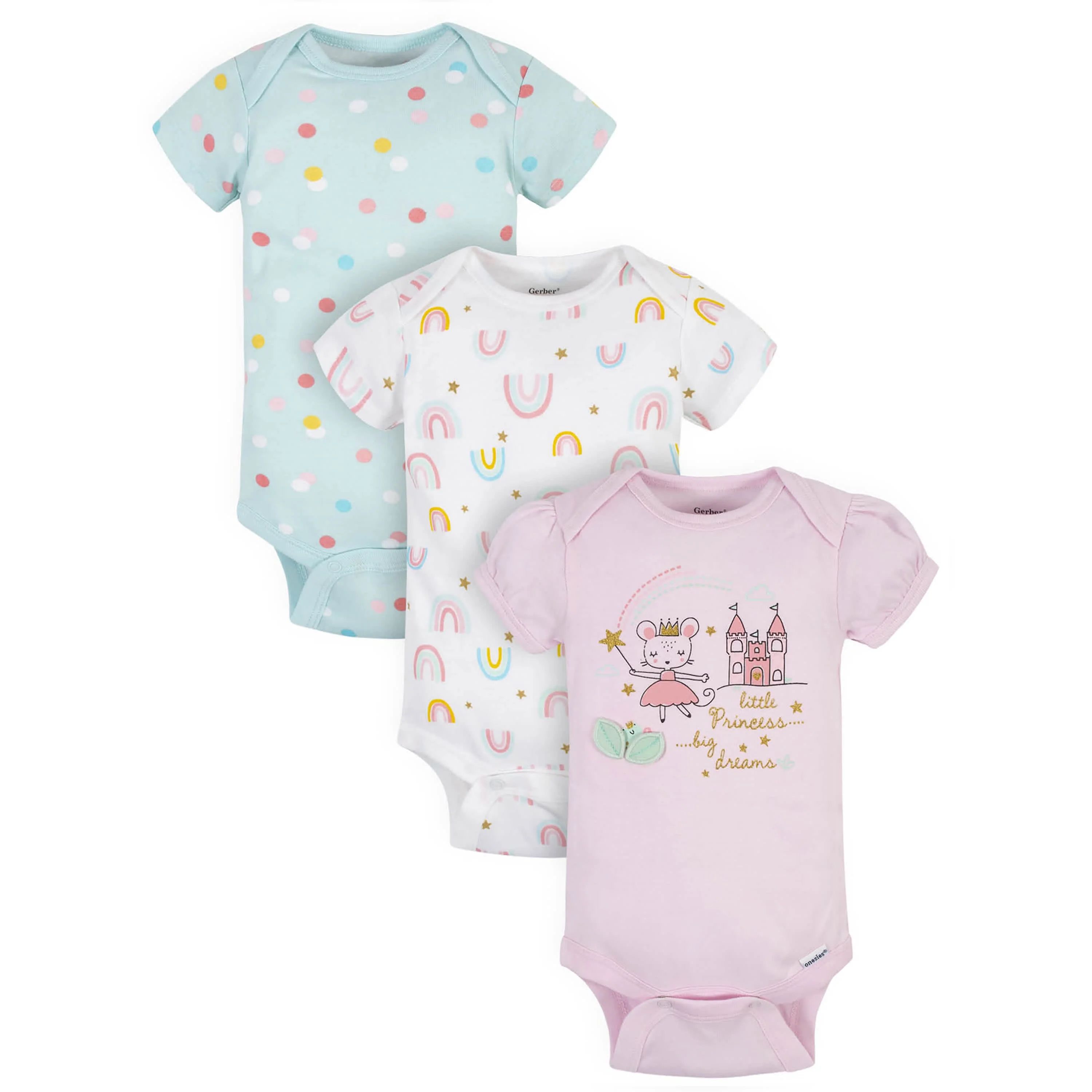 3-Pack Baby Girls Fairy Tale Organic Onesies® Bodysuits | Gerber Childrenswear