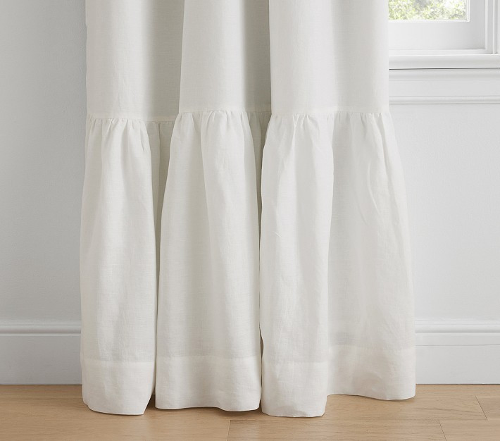 Belgian Linen Ruffle Blackout Curtain | Pottery Barn Kids