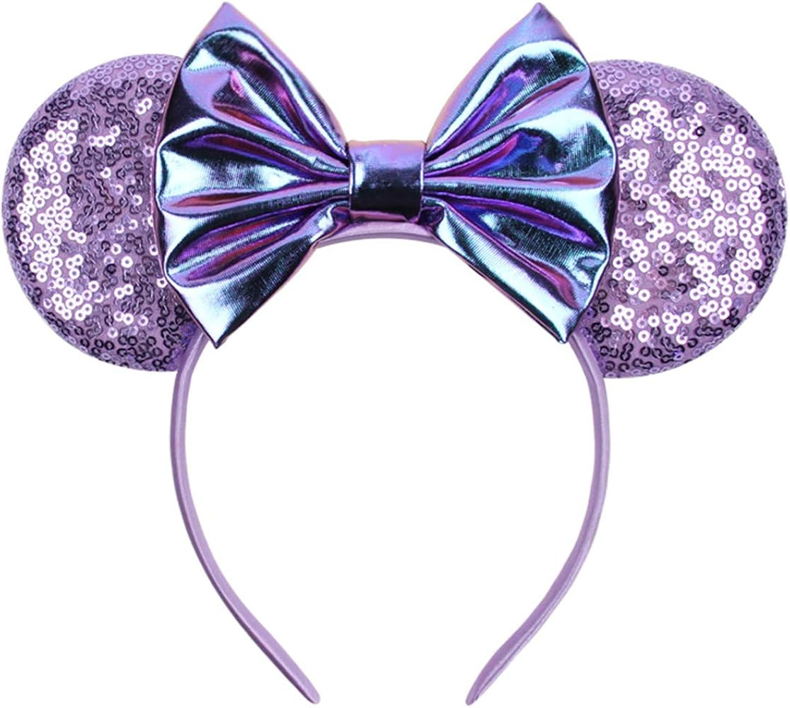 YanJie Mouse Ears Bow Headbands, Glitter Party Princess Decoration Cosplay Costume for Girls & Women | Amazon (US)