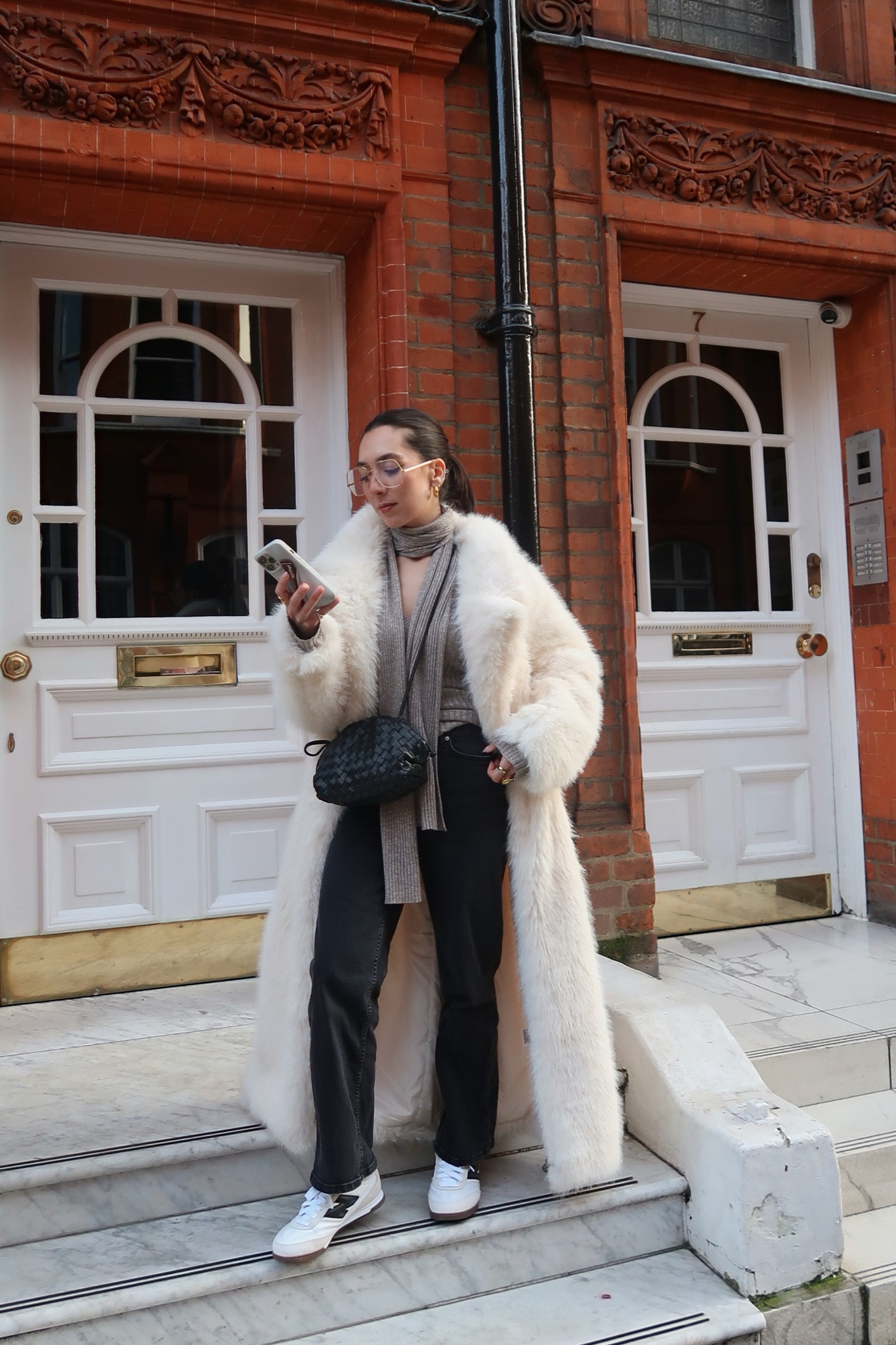 New balance, winter outfit, faux fur coat, pretty lavish, scarf top, black jeans, asos, rhode phone case, minimal outfit, winter style

#LTKuk #LTKwinter #LTKeurope