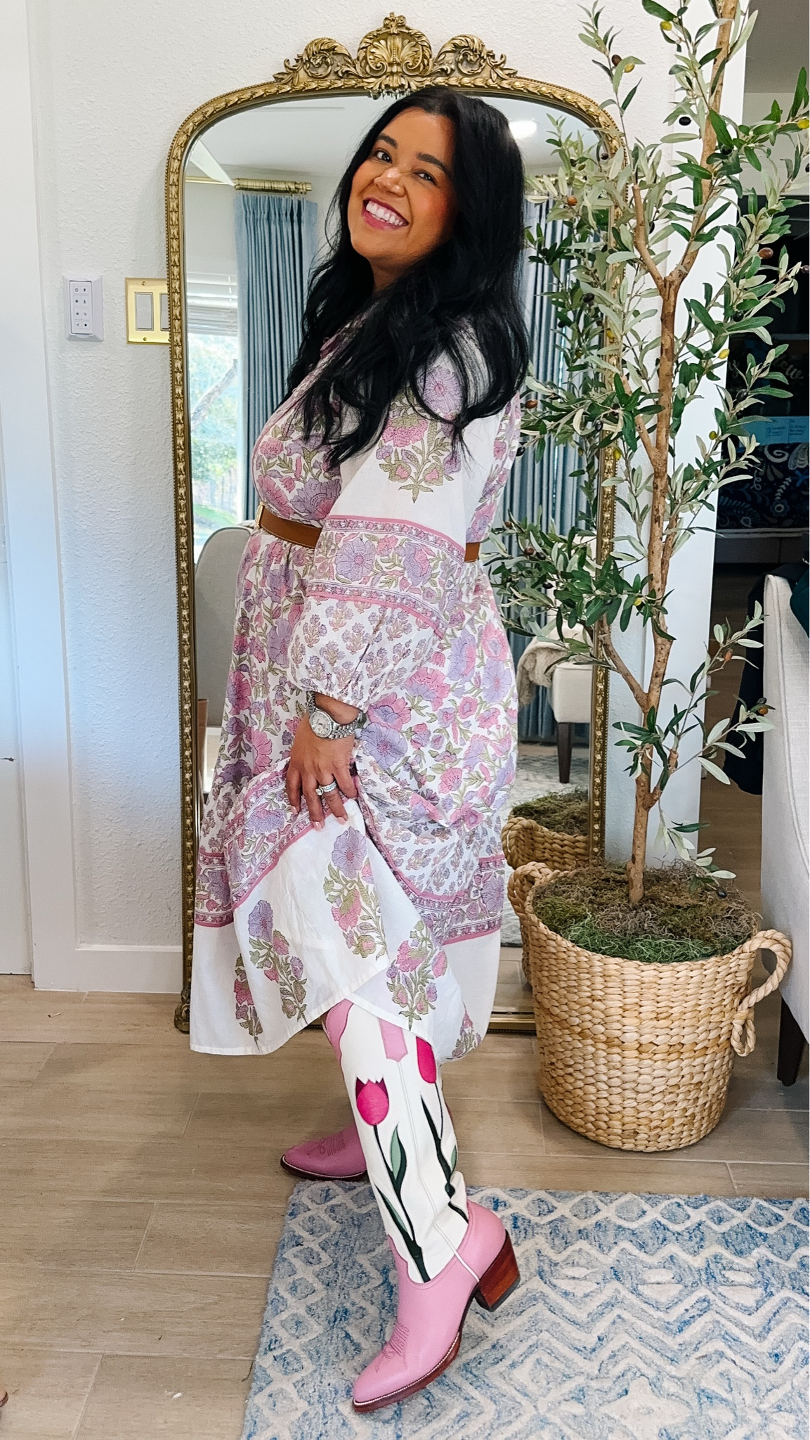 Let’s Rodeo! I love my new cowboy boots from Petite Paloma! I sized down 1/2 a size. I wouldn’t say they are wide calf friendly but they can stretch the boot up to 2 inches AND they do carry extended calf in select models. 

I’m wearing an XL in my size Sartor flounces dress and my belt is in the size 100. 

#LTKOver40 #LTKPetite #LTKMidsize