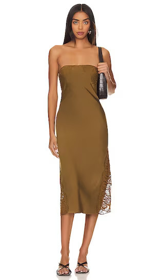 x REVOLVE Francisca Midi Dress in Olive Green Midi Dress Strapless Dress Midi Cocktail Dress Midi | Revolve Clothing (Global)